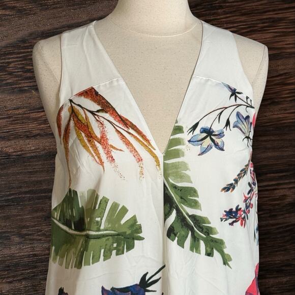 Rachel Rachel Roy Tropical Print Maxi Dress Sz L Womens Criss Cross Back Sexy - Picture 2 of 9